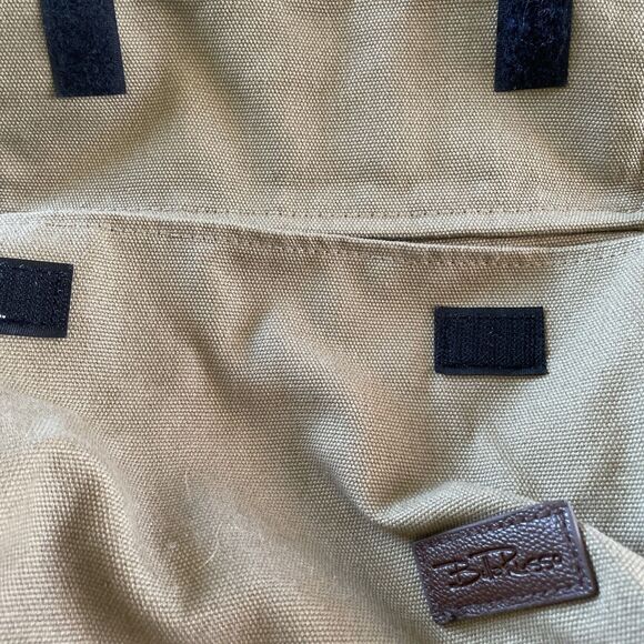 BELLA RUSSO Backpack Unisex Khaki Brown Canvas Drawstring Snap Zippered Pockets - Picture 8 of 11